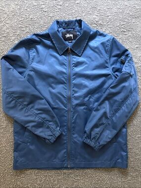 Stussy Men's Blue Zip-Up Bomber Jacket Size S